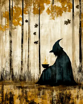 Vintage Fall Witch Incantation - Wiccan Wall Art Prints – 8″x10″ Artwork for 11″x14″ Frame