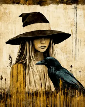 Vintage Raven & Witch - Wiccan Wall Art Prints – 8″x10″ Artwork for 11″x14″ Frame