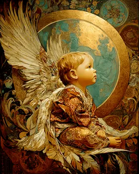 Worldly Baby Angel Art Print - 8"x10" Artwork
