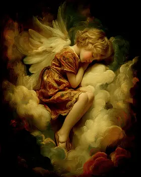 Young Sleeping Angel Art Print - 8"x10" Artwork