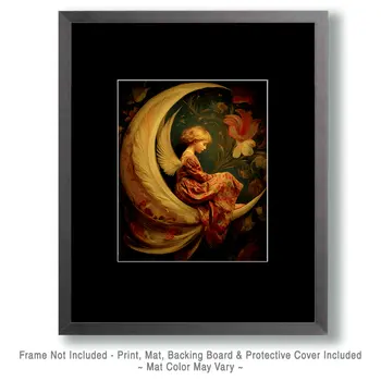 Angel Sleeping on Crescent Moon Art Print - 8"x10" Artwork