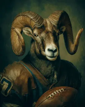Bighorn Football Player Animals in Sports Art Print - 8"x10" Artwork