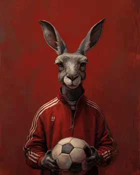 Jackrabbit Soccer Player Animals in Sports Art Print - 8"x10" Artwork