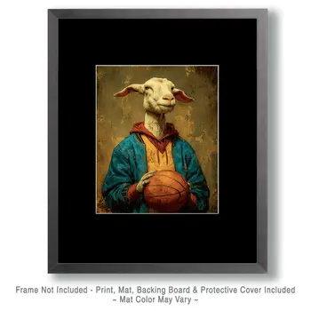 Goat Basketball Player Animals in Sports Art Print - 8"x10" Artwork