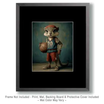 Squirrel Basketball PLayer Animals in Sports Art Print - 8"x10" Artwork