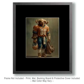 Water Buffalo Football Player Animals in Sports Art Print - 8"x10" Artwork