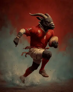 Mountain Goat Football Player Animals in Sports Art Print - 8"x10" Artwork