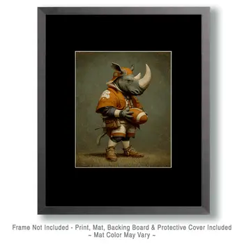 Rhino Football Player Animals in Sports Art Print - 8"x10" Artwork