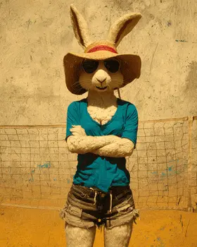 Jackrabbit Vollyball Player Animals in Sports Art Print - 8"x10" Artwork