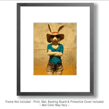 Jackrabbit Vollyball Player Animals in Sports Art Print - 8"x10" Artwork