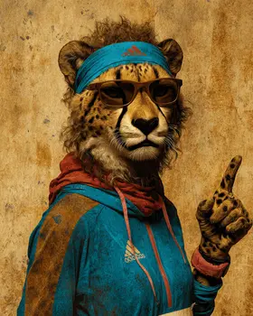 Number One Cheetah Animals in Sports Art Print - 8"x10" Artwork