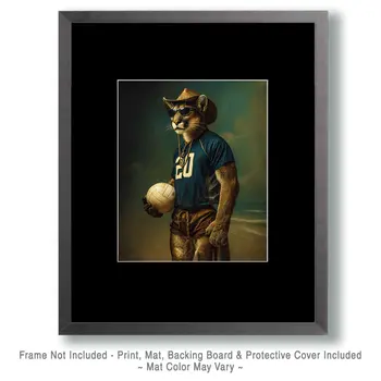 Mountain Lion Volleyball Player Animals in Sports Art Print - 8"x10" Artwork