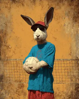Jackrabbit Volleyball Player Animals in Sports Art Print - 8"x10" Artwork