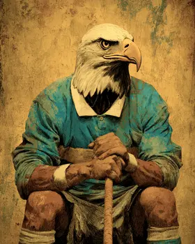 Eagle Field Hockey Player Animals in Sports Art Print - 8"x10" Artwork