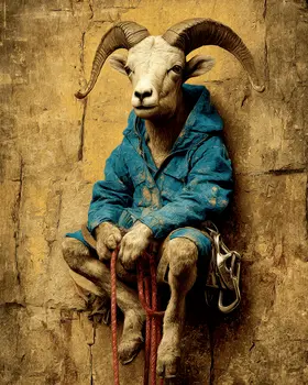 Bighorn Mountain Climber Animals in Sports Art Print - 8"x10" Artwork