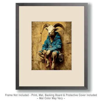 Bighorn Mountain Climber Animals in Sports Art Print - 8"x10" Artwork