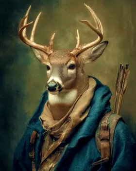 Buck Deer Hunter Animals in Sports Art Print - 8"x10" Artwork