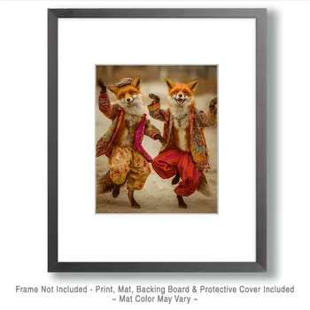 Foxes Dancing - Hippie Animals Art Print - 8"x10" Artwork
