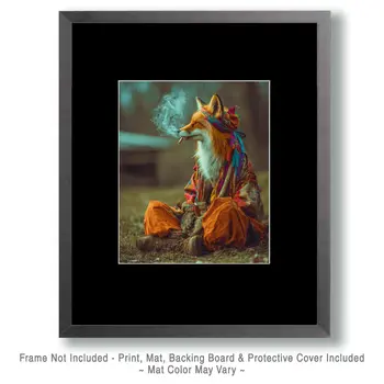 Bohemian Fox Smoking Joint - Hippie Animals Art Print - 8"x10" Artwork