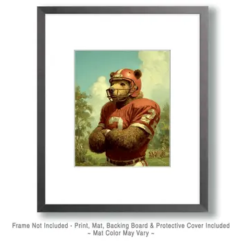 Bear Football Player Animals in Sports Art Print - 8"x10" Artwork