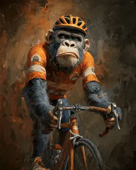 Monkey Cyclist Animals in Sports Art Print - 8"x10" Artwork