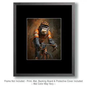 Monkey Cyclist Animals in Sports Art Print - 8"x10" Artwork