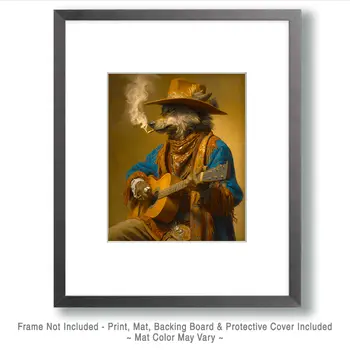 Wolf Troubadours Smoking a Spliff - Hippie Animals Art Print - 8"x10" Artwork