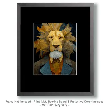 Lion Corporate Portrait - Hippie Animals Art Print - 8"x10" Artwork