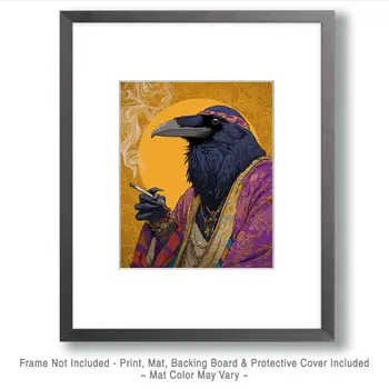 Free Spirit Raven - Hippie Animals Art Print - 8"x10" Artwork