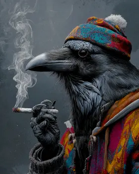 Dope Crow - Hippie Animals Art Print - 8"x10" Artwork