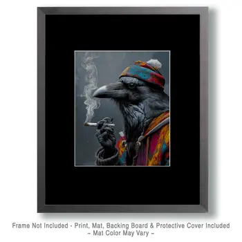 Dope Crow - Hippie Animals Art Print - 8"x10" Artwork