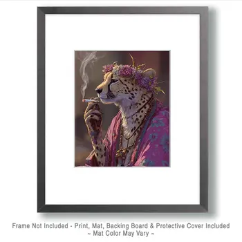 Cheetah Smoking Pot - Hippie Animals Art Print - 8"x10" Artwork
