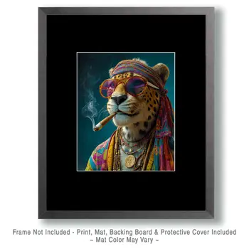 Hip Cheetah Smoking a Blunt - Hippie Animals Art Print - 8"x10" Artwork