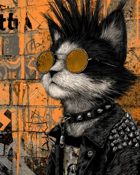Punk Kat Art Print - 8"x10" Artwork