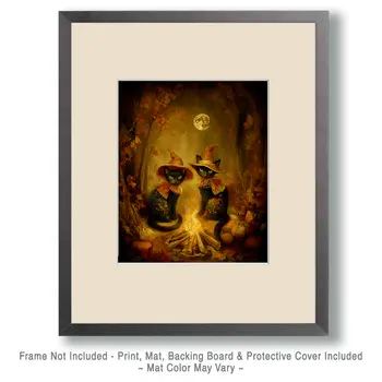 Two Cat Witches Art Print - 8"x10" Artwork