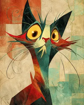 Shocked and Surprised Cat Art Print - 8"x10" Artwork