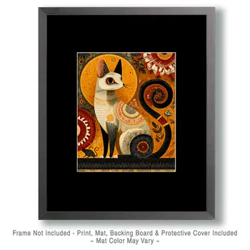 Nouveau Design Cat and Mouse Art Print - 8"x10" Artwork