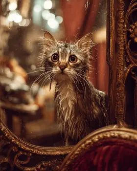 OMG I'm So Wet Kitty Cat Art Print - 8"x10" Artwork