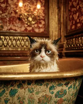 Wet UnhappyCat Art Print - 8"x10" Artwork