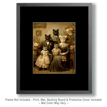 Vintage Cat Family Art Print - 8"x10" Artwork