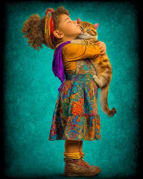Katy Loves Kitty Cat Art Print - 8"x10" Artwork