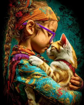 Human Cat Connection Cat Art Print - 8"x10" Artwork