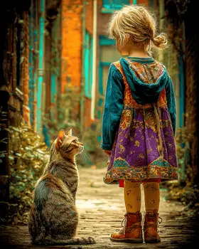 Let's Go For a Walk Cat Art Print - 8"x10" Artwork