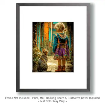 Let's Go For a Walk Cat Art Print - 8"x10" Artwork