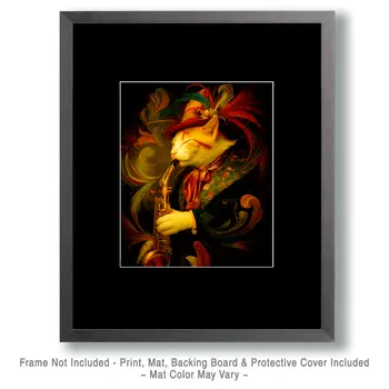 Cat Playing the Sax Art Print - 8"x10" Artwork