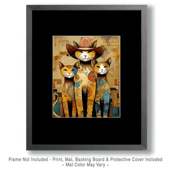 Cool Cat Dad with Kitten Kids Art Print - 8"x10" Artwork