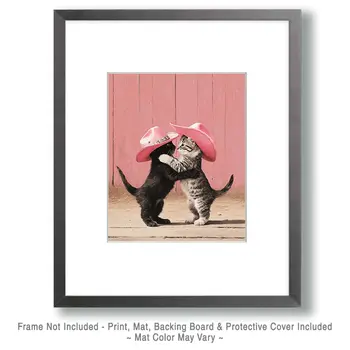 Cowgirl Kittens Wrestling Art Print - 8"x10" Artwork