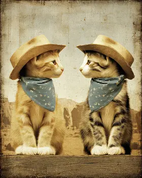 Cowboy Kittens Art Print - 8"x10" Artwork