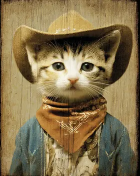 Cowboy Kitten Art Print - 8"x10" Artwork