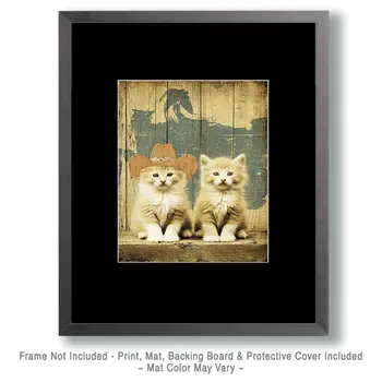 Retro Cowgirl Kerry the Kittie and Friend Art Print - 8"x10" Artwork